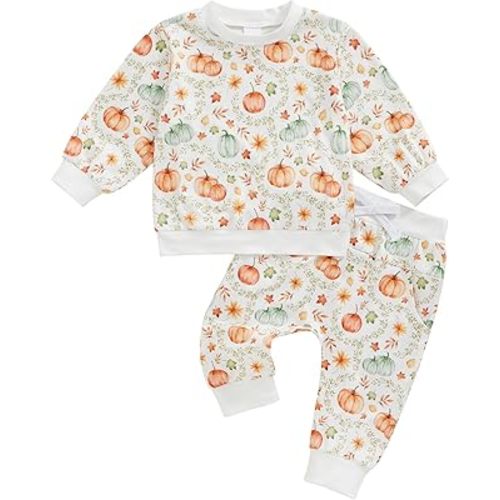 Cute Baby Girl Clothes Long Sleeve Print Sweatshirt Top and Pants Set Toddler Girl Fall Outfits