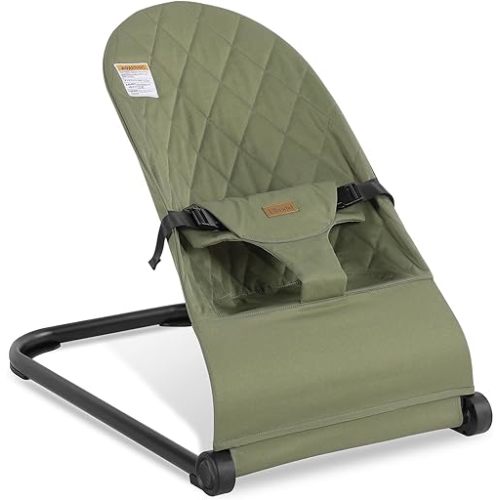 Baby Bouncer,Baby Bouncer Seat,Portable Infant Bouncer with 3-Point Safety Harness,Ergonomic Bouncy seat, Newborn Bouncer for Babies 0-6 Months up to 20lbs,ASTM-Certified(Green)