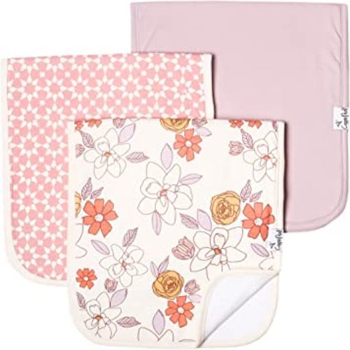 Copper Pearl Premium Baby Burp Cloths - 3-Pack Large Cotton Burp Cloths, Extra Soft Spit Up Rags with 3 Absorbent Layers, Perfect for Baby Girl Gifts (21" x 10" Size, Ferra Set)