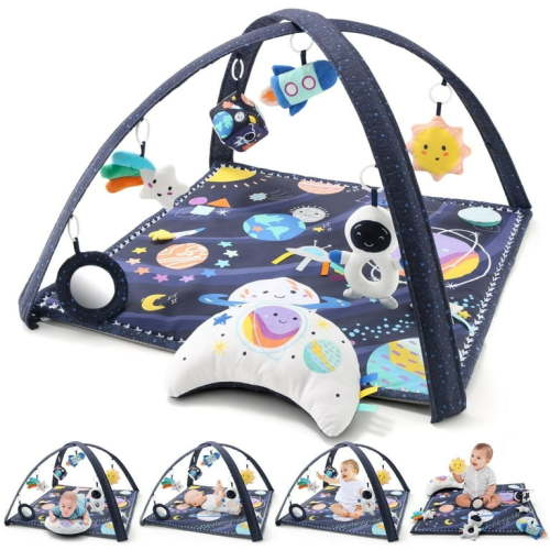 The Peanutshell Space-Themed 7-in-1 Activity Play Gym and Playmat for Babies, 7-Piece