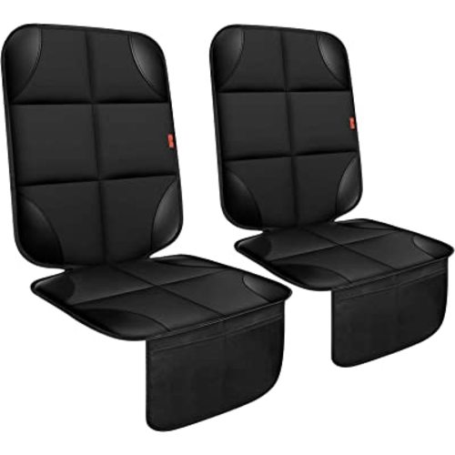 Car Seat Protector 2 Pack Car Seat Cushion Mat Thickest Padding,Waterproof 600D Fabric Car Seat Covers for Non-Slip Backing Mesh Pockets for Baby and Pet(2 Seat Protector)