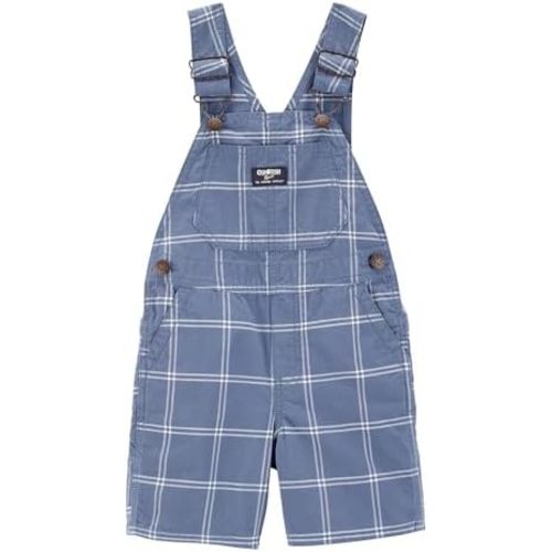 OSHKOSH B'GOSH boys World's Best Overalls (Blue Plaid, 9 Months)