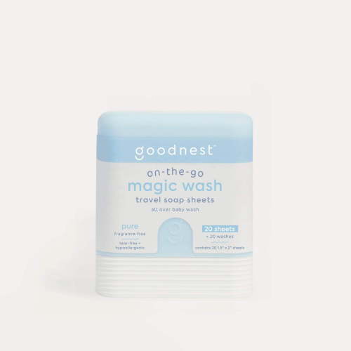 Goodnest Baby Magic Wash, Dissolving Travel Soap Sheets, All-Over Cleaning On-the-Go with Tear-Free Baby Shampoo, Body & Hand Wash Paper Soap Sheets, Includes 1 Pack of 20 Sheets, 20 Total Washes