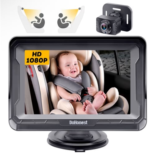 DoHonest Baby Car Camera HD 1080P - Rear-Facing Car Baby Monitor with Night Vision, Adjustable View Angle, Easy Setup, Anti-Glare Display, Safety for Kids & Infants