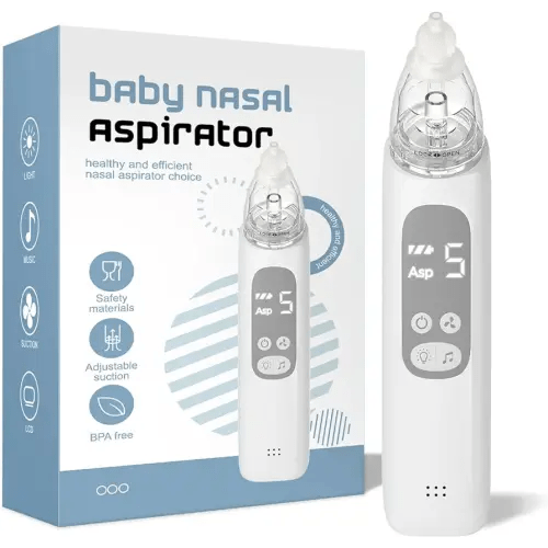 X-Bosak Baby Nasal Aspirator, Electric Nose Sucker with 5 Levels Suction, Soothing Light & Nursery Rhymes (White)