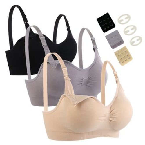 Three-Piece Seamless Nursing Maternity Bra with Detachable Pads