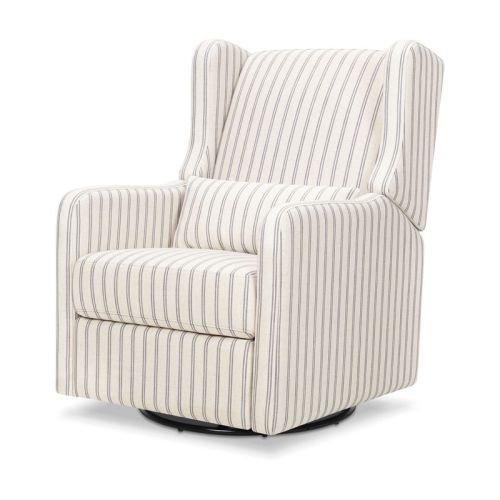 Carter's by daVinci Arlo Recliner and Swivel Glider - Performance Charcoal Double Stripe Linen