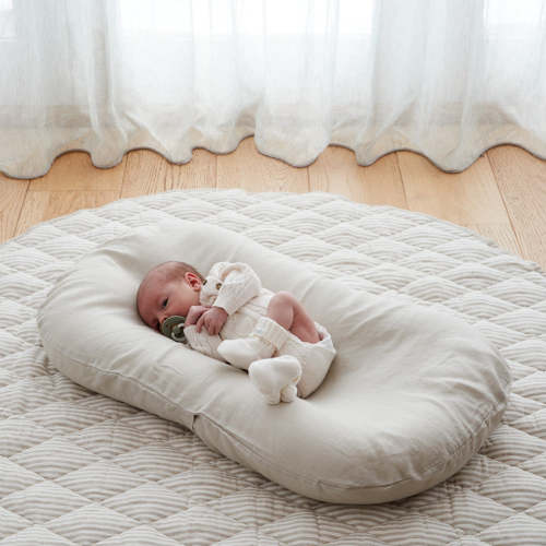 Newborn Baby Lounger + Linen Cover (Oat)