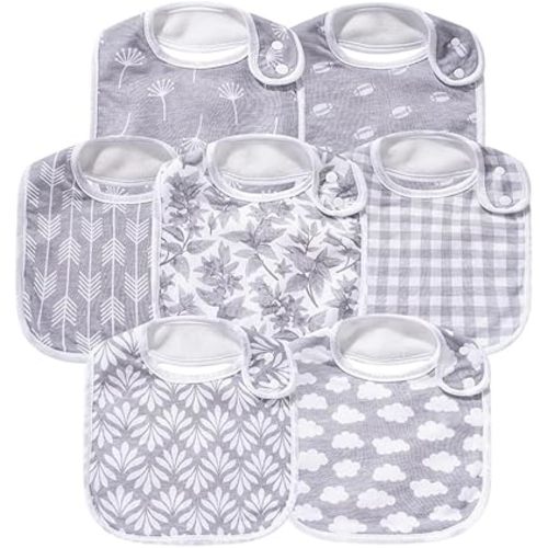 7 Pack Baby Cotton Absorbent Bibs for Drooling Teething