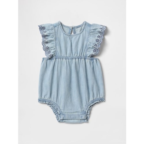 Baby Denim Ruffle Bubble Shorty One-Piece