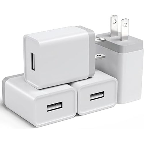 Cube Compatible USB Wall Charger Block - 12W 4 Pack, 2.4A/5V Power Adapter for iPhone 13 12 11 Pro Max SE XS XR X 8 7 6 6S Plus, Samsung, LG, Moto, Android
