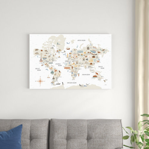 Red Barrel Studio® Around the World I by Laura Marshall - Wrapped Canvas Graphic Art | Wayfair