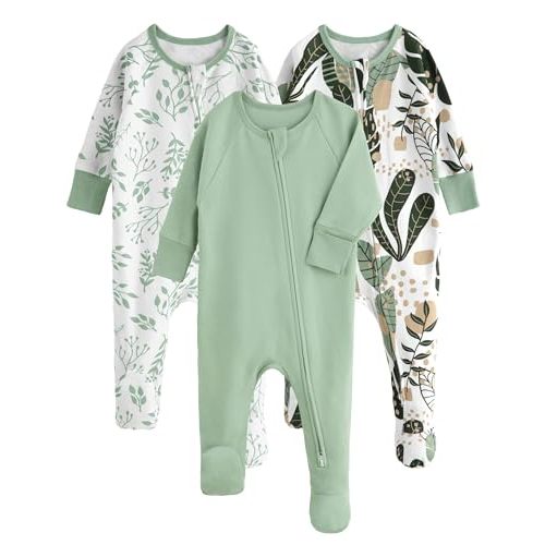 Yoofoss Baby Pajamas 100% Organic Cotton Baby Sleepers for Newborn 0-3 3-6 6-9 Months Boys Girl Clothes 3pcs Footed PJs