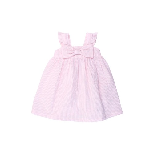 Bow Front Seersucker Pinafore Dress, 3-6M