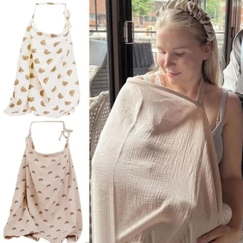 Breathable Muslin Nursing Cover – Cotton Baby Breastfeeding Apron, Lightweight Privacy Cover for Moms, Stroller Blanket, Baby Shower Gift