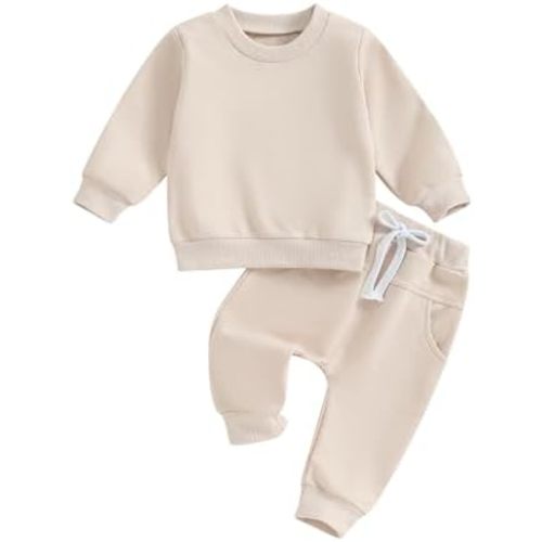 Toddler Baby Boy Girl Winter Outfit Long Sleeve Sweatshirt and Long Pants Solid Color Casual Clothes Set