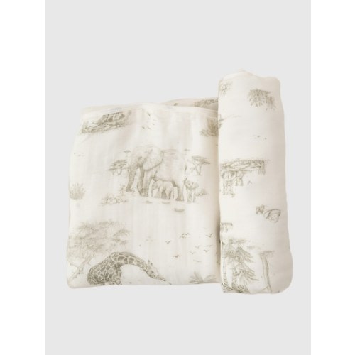 The Gilded Bird Safari Toile Bamboo Baby Blanket
