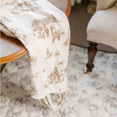 Western Toile Bamboo Baby Blanket