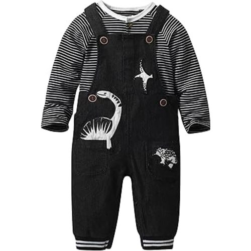 Baby Boy Clothes Set Infant Boy's Long Sleeve Romper+Dinosaur Denim Overalls Toddler Boys Fall Winter Outfits Suit