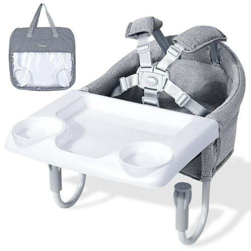 Orzbow Hook On High Chair with Removable Dining Tray, Baby Table Booster Seat, Easy Clip on Table Feeding High Chair for Travel, Restaurant and Home, Gray
