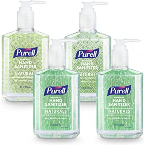 PURELL Advanced Hand Sanitizer Naturals with Plant Based Alcohol, Citrus Scent, 8 fl oz Pump Bottle (Pack of 4), 9626-06-ECDECO