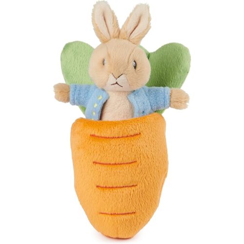 GUND Beatrix Potter 2-in-1 Peter Rabbit with Carrot Plush Playset, Bunny Stuffed Animal for Ages 1 and Up, Orange/Blue, 7”