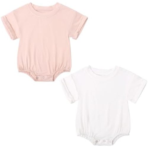 Unisex Baby Boys Girls Short Sleeve T-Shirt Romper Bodysuit Oversized Bubble Romper One Piece Outfit