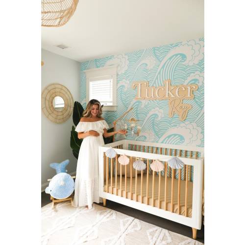 Large wood name sign, nursery name sign, boho nursery sign , above crib cut out, layered baby name sign, double baby name sign, cut out sign