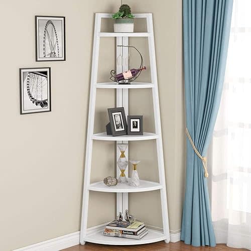 Tribesigns 70 inch Tall Corner Shelf White