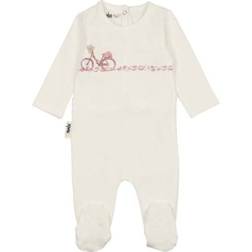 Flower Bike Print Footie, White - Maniere | Maisonette