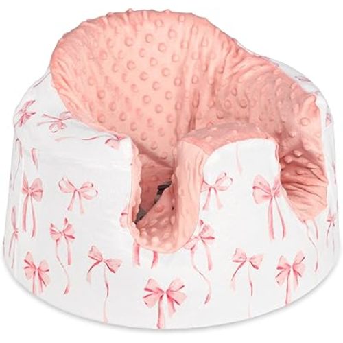 Seat Cover Compatible with Bumbo Seat, Soft and Breathable Baby Floor Seat Cover for Baby Boy & Girl (Cover Only), Pink Bow