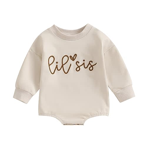 YINGISFITM Toddler Baby Girl Clothes Long Sleeve Pullover Sweatshirt Romper Fall Winter Cute Sister Brother Matching Outfits