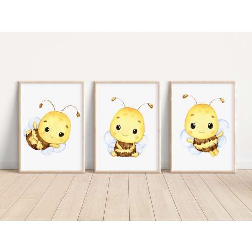 Bee Watercolor Art Prints Baby Bee Wall Art Prints Bee Nursery Decor Bee Art Baby Shower Bee Nursery Wall Art Decor Bee Baby Wall Art prints