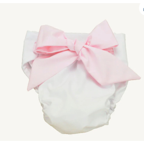 Baby Bow Bottom Bloomer - Worth Avenue White with Palm Beach Pink