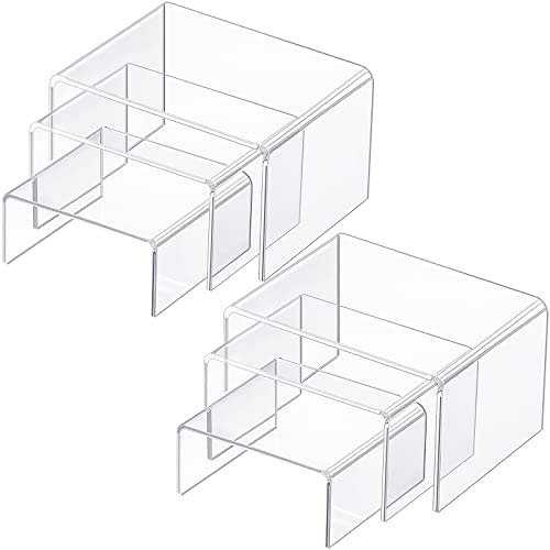 Chuangdi 2 Sets Acrylic Display Risers, Product Stand, Jewelry Display Riser Shelf Showcase Fixtures for Dessert Cupcake Candy Figure Treat Action Display (Clear)