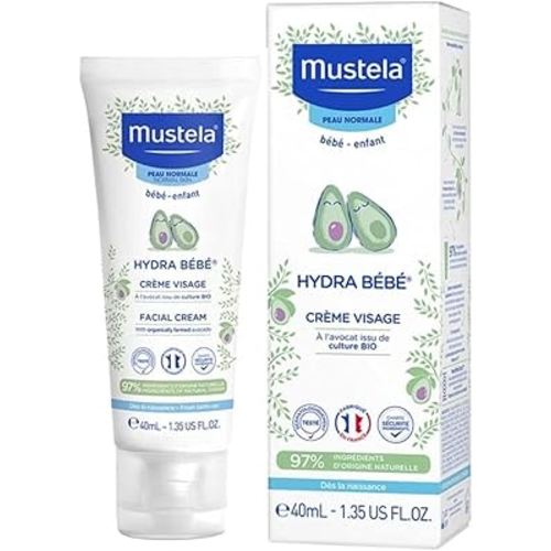 Mustela Hydra Bebe Face Cream – Daily Baby Moisturizer with Natural Avocado, Jojoba Oil & Shea Butter - 1.35 fl. oz. - Packaging may vary