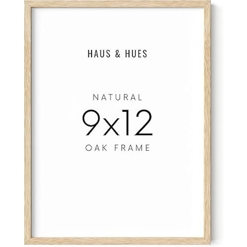 HAUS AND HUES 9x12 Picture Frame - 9 X 12 Frame Wooden Picture Frames for Crafts, 9x12 Frame Wood Picture Frames, 9 X 12 Picture Frame Natural Wood Frames,12x9 Picture Frame Wood (Beige Oak Frame)
