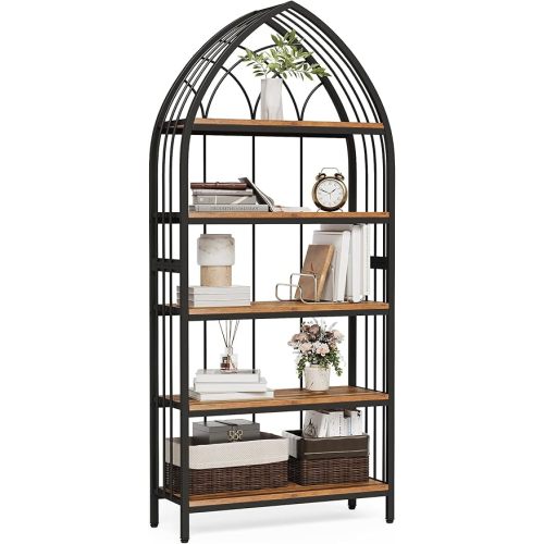 LITTLE TREE 74.8" Tall Bookshelf, 5-Tier Heavy Duty Metal Rack, Large Load-Bearing Capacity, Versatile Shelf for Living Room, Kitchen, Bedroom, Bathroom, Study