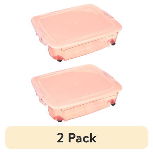 (2 pack) 36.5QT Underbed Locking Lid with 360 Degree Swivel Wheels - Pink