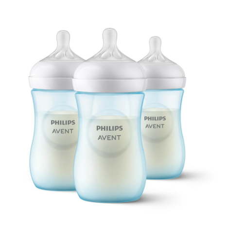 Philips Avent Natural Baby Bottle, Anti-Colic, Wide Neck, Blue, 9oz, 3pk, SCY903/23