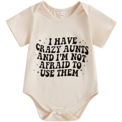 Canis Infant Newborn Baby Boy Girl Funny Auntie Bodysuit Romper Short Sleeve Letters Print Jumpsuit