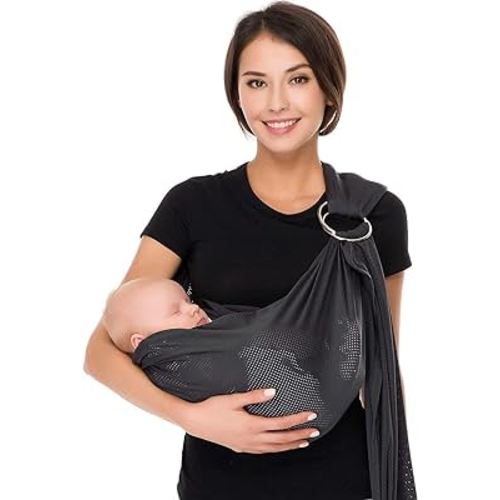 CUBY Water Baby Sling Carrier Breathable Mesh Baby Wraps Carrier Adjustable Ring Sling Baby Carrier Infant Carrier for Summer Swimming Pool Beach (Grey)