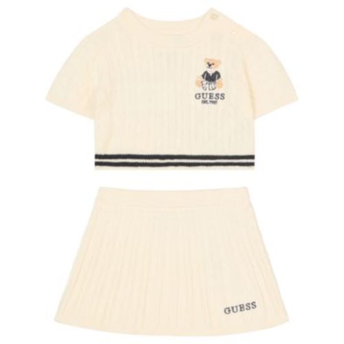 Baby Girls Short Sleeve Sweater and Skirt with Matching Diaper Cover, 3-Piece Set