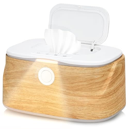 Baby Wipe Warmer with Night Light and 3 Heat Modes, Baby Shower Gifts for Mom, Wipe Warmer and Baby Wet Wipes Dispenser for Large Wipes, Wipes Warmer for Newborn Baby, Calentador De Wipes para Bebes