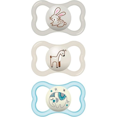 MAM Air Night & Day Baby Pacifier, for Sensitive Skin, Glows in The Dark, 3 Pack, 6-16 Months, Unisex, 3 Count (Pack of 1)
