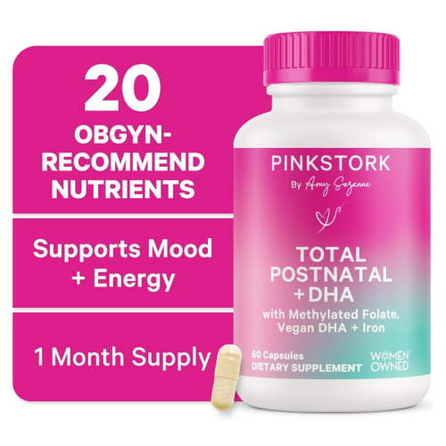 Pink Stork Total Postnatal Vitamins with DHA, Zinc, B6, B12 - 60 Capsules