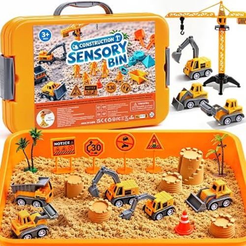 Construction Sensory Bin for Toddlers – Gifts for 3 Year Old Boys