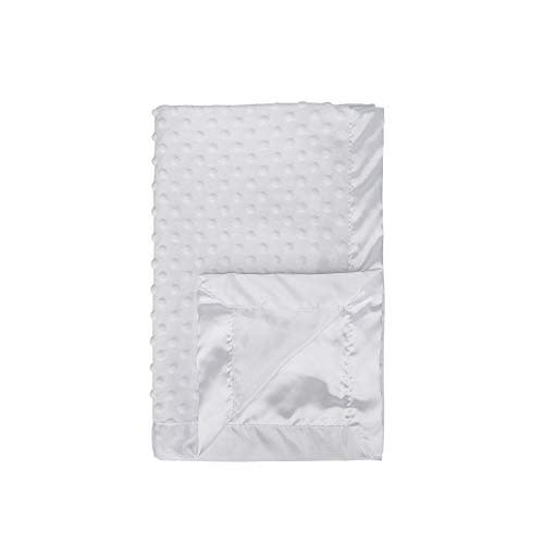 Pro Goleem Baby Soft Minky Dot Blanket with Silky Satin Backing Baby Gifts for Boys and Girls (White, 30’’ x 40’’)