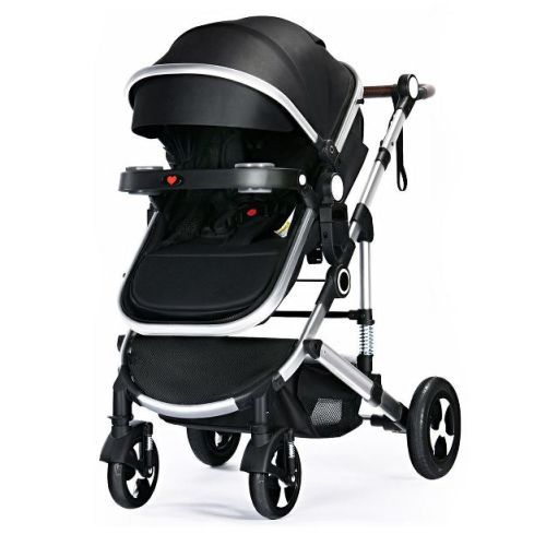 Kinder King Meno V 3 in 1 Reversible Baby Stroller w/Detachable Tray, Adjustable Canopy, Suspension Wheels
