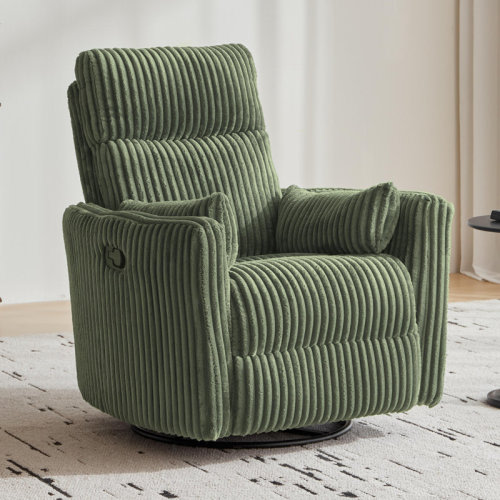 Ebern Designs Sherry Modern Swivel Glider Recliner with Adjustable Backrest & Footrest, Plush Corduroy Upholstery & Reviews | Wayfair